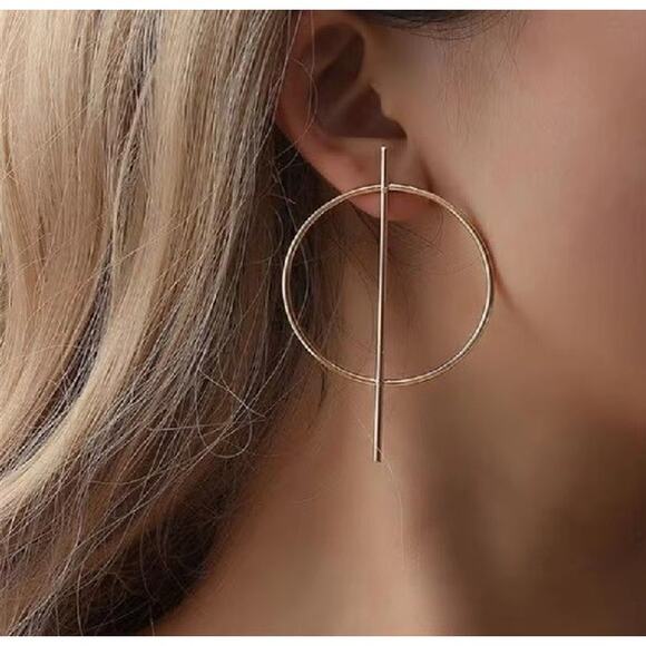 New Trend Geometric Large Circle Minimalist Style Earrings - Picture 1 of 3
